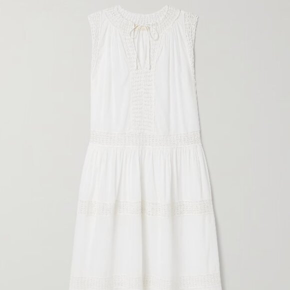 NWT 2024 ULLA JOHNSON Thalia Crochet-trimmed Voile Coverup in Cowrie XS $590 - Picture 6 of 12